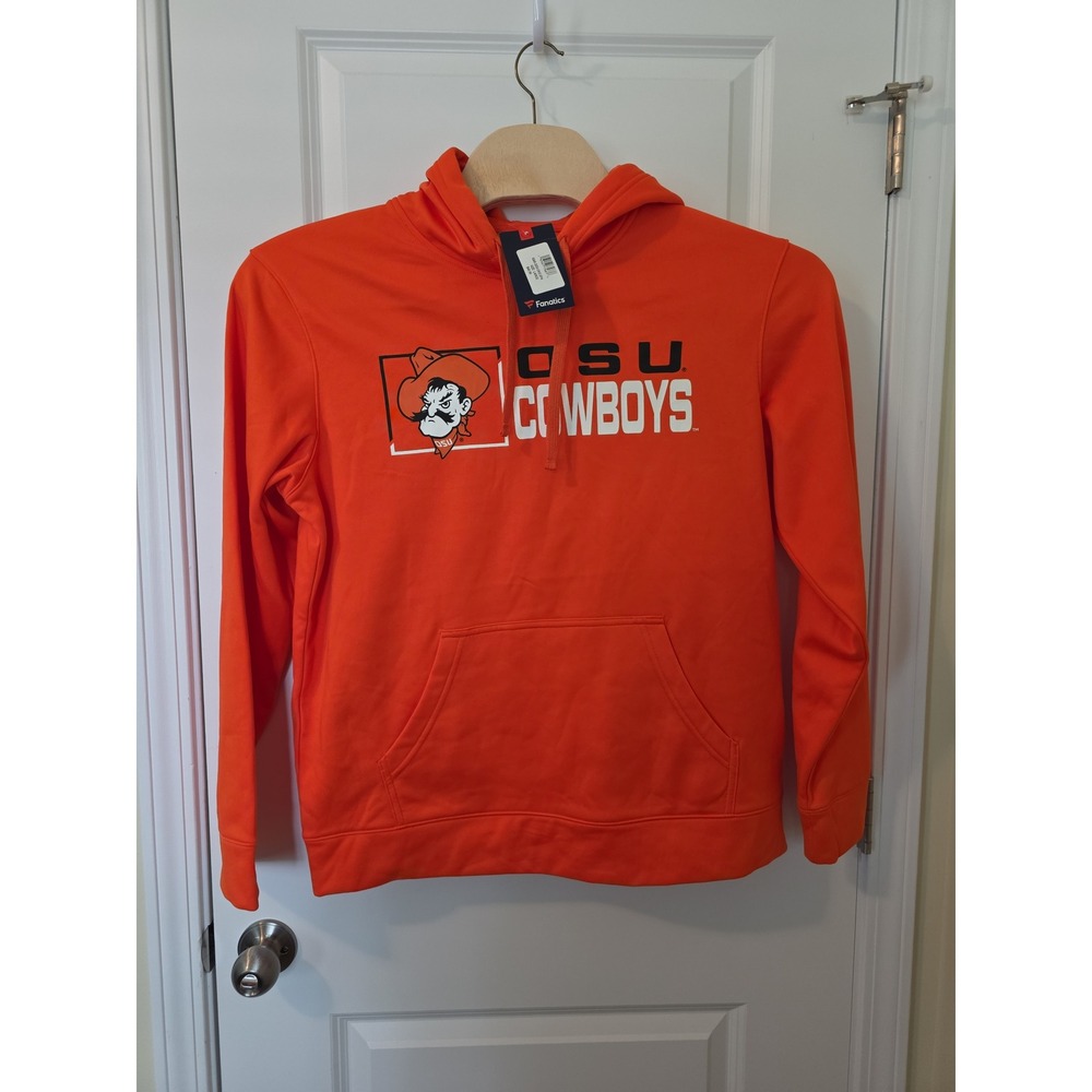 Fanatics Oklahoma State Cowboys Hoodie Mens Large Orange Pistol Pete OSU 3Q45